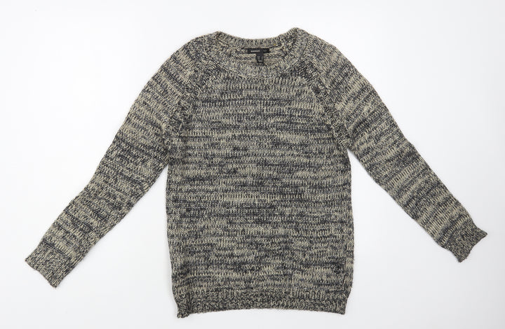 Mango Womens Grey Boat Neck Polyester Pullover Jumper Size S