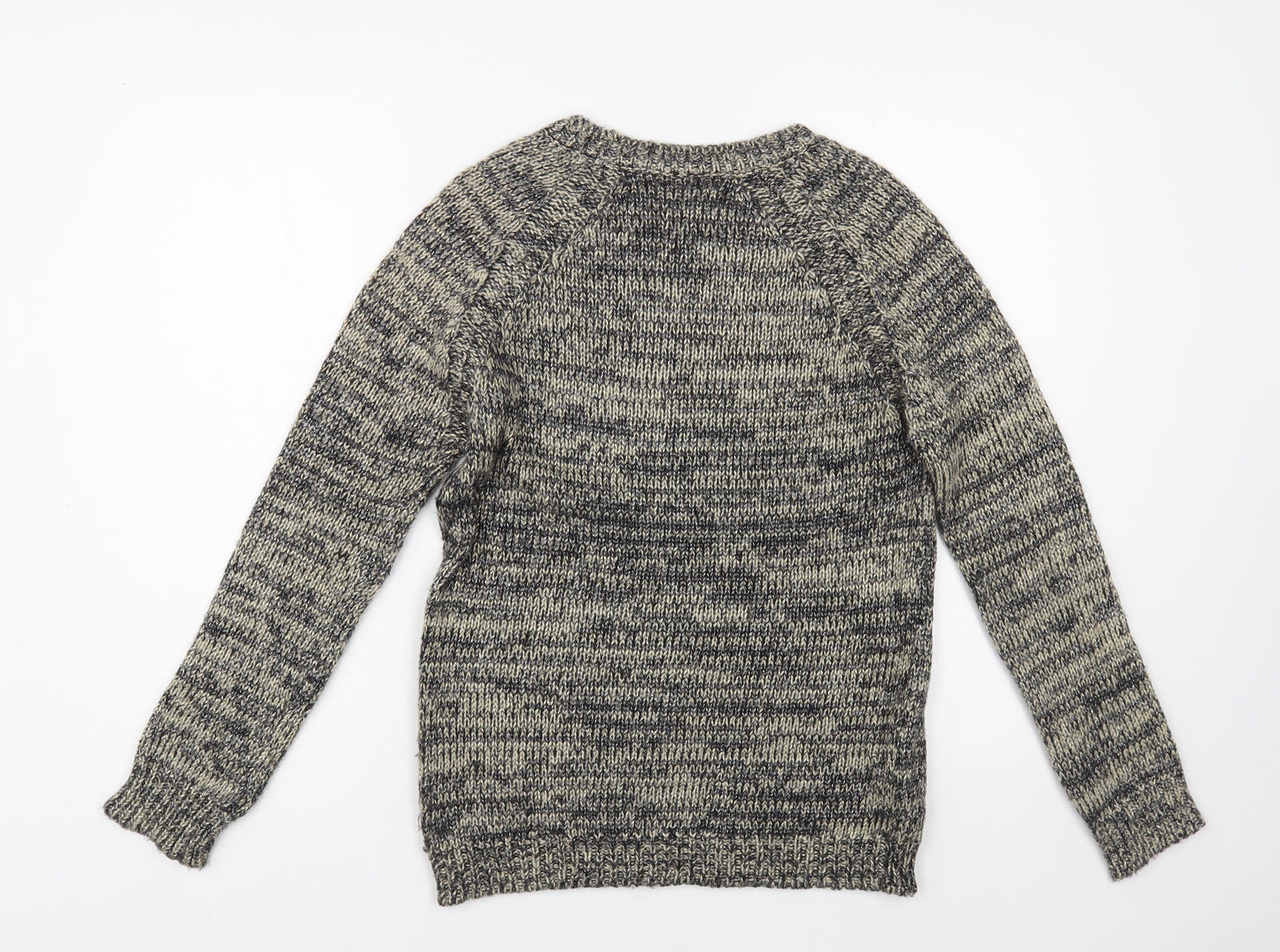 Mango Womens Grey Boat Neck Polyester Pullover Jumper Size S