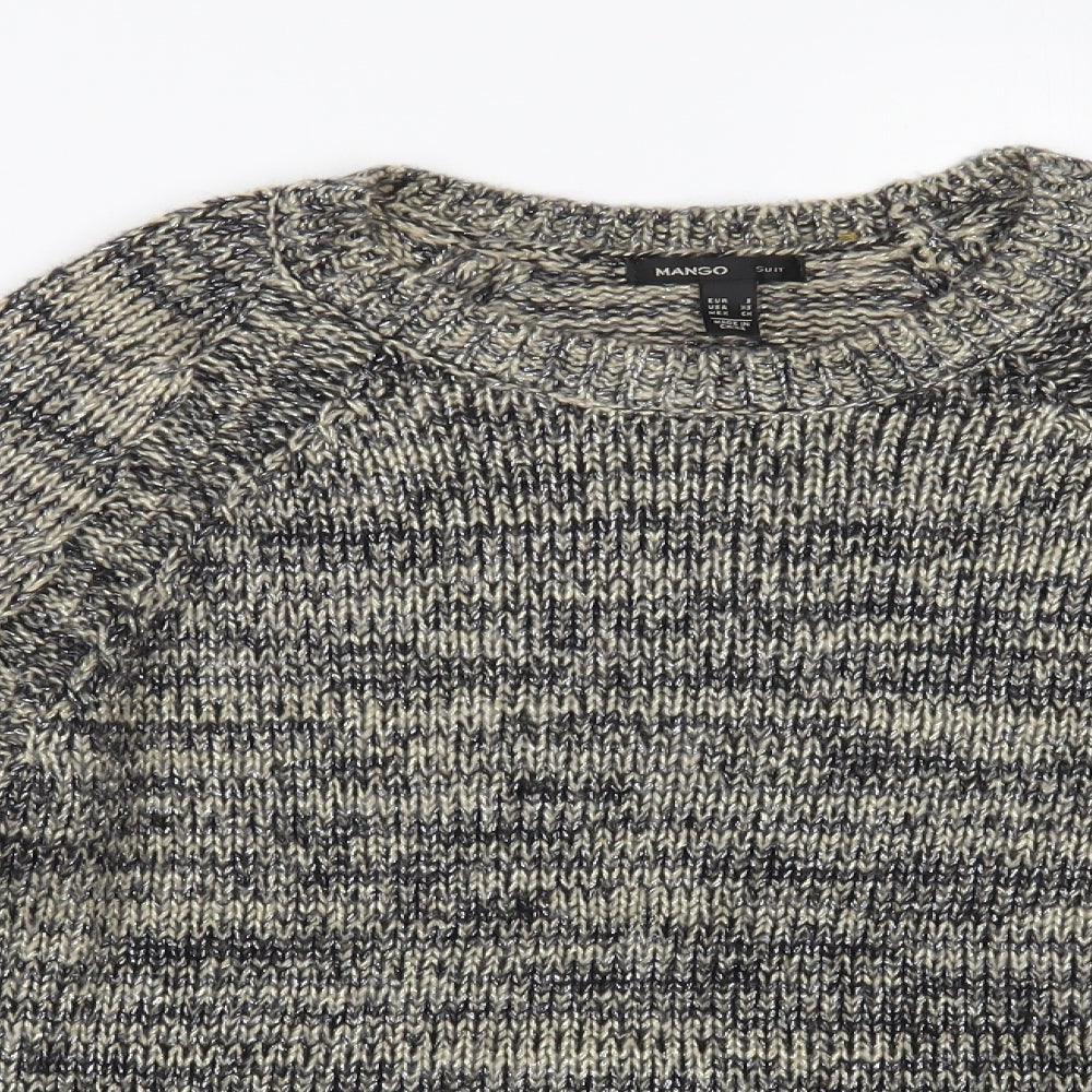 Mango Womens Grey Boat Neck Polyester Pullover Jumper Size S