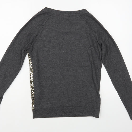 Only Womens Grey Scoop Neck Polyester Pullover Jumper Size XS
