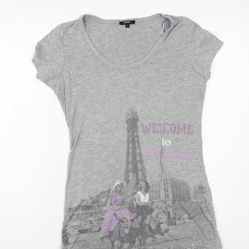 Papaya Womens Grey Polyester Basic T-Shirt Size 8 Scoop Neck - Blackpool