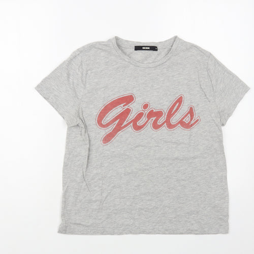 Bik Bok Womens Grey Cotton Basic T-Shirt Size M Crew Neck - Girls