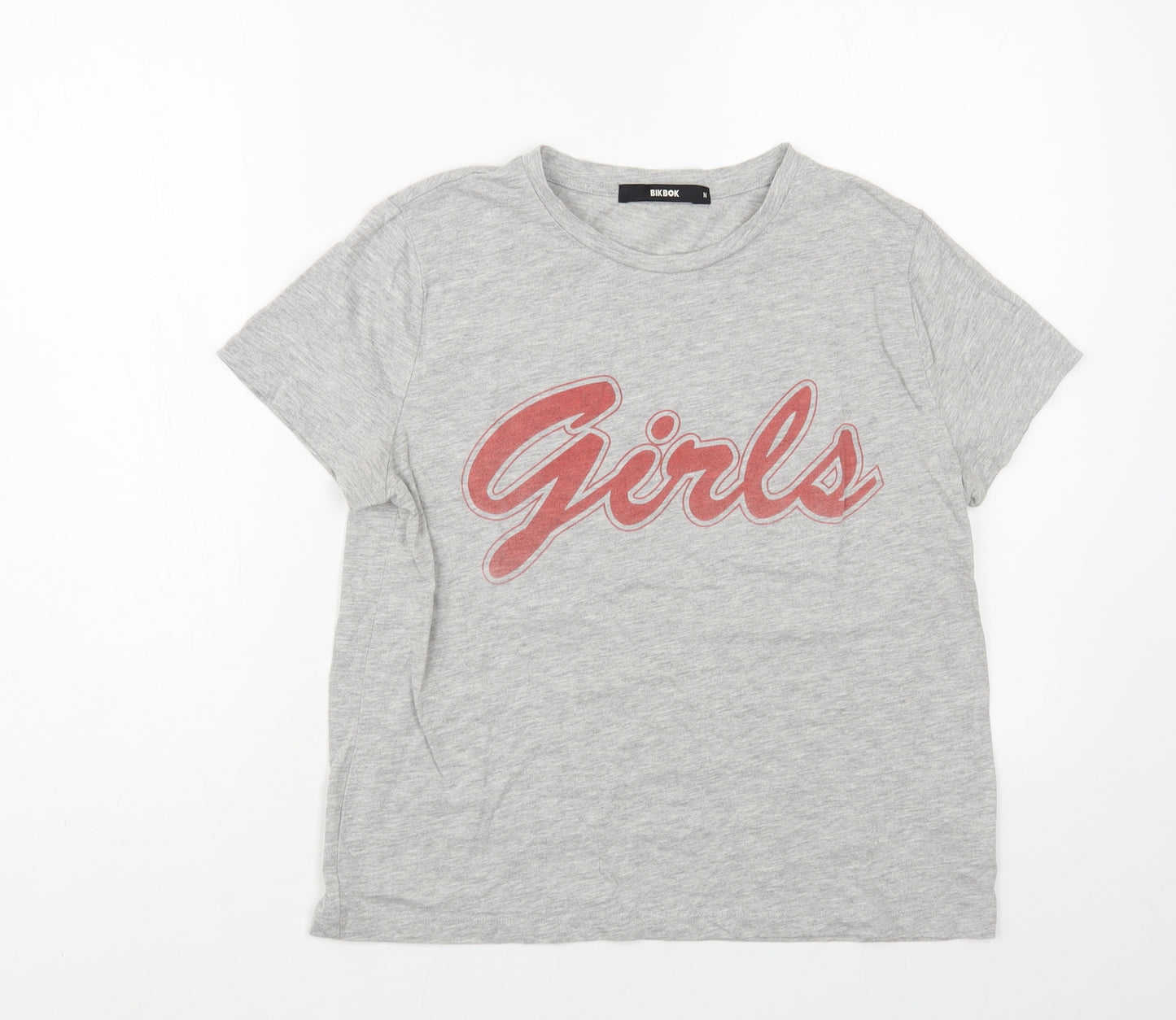Bik Bok Womens Grey Cotton Basic T-Shirt Size M Crew Neck - Girls
