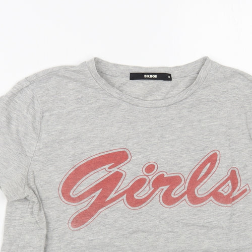 Bik Bok Womens Grey Cotton Basic T-Shirt Size M Crew Neck - Girls