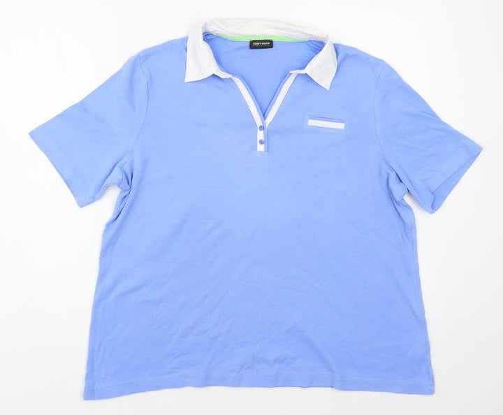 Gerry Weber Womens Blue Cotton Basic Polo Size L Collared