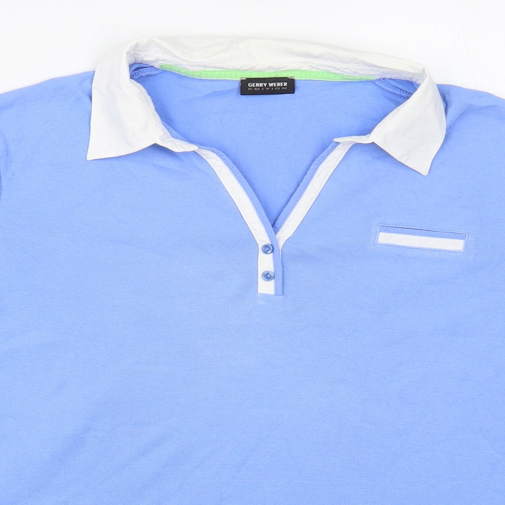 Gerry Weber Womens Blue Cotton Basic Polo Size L Collared