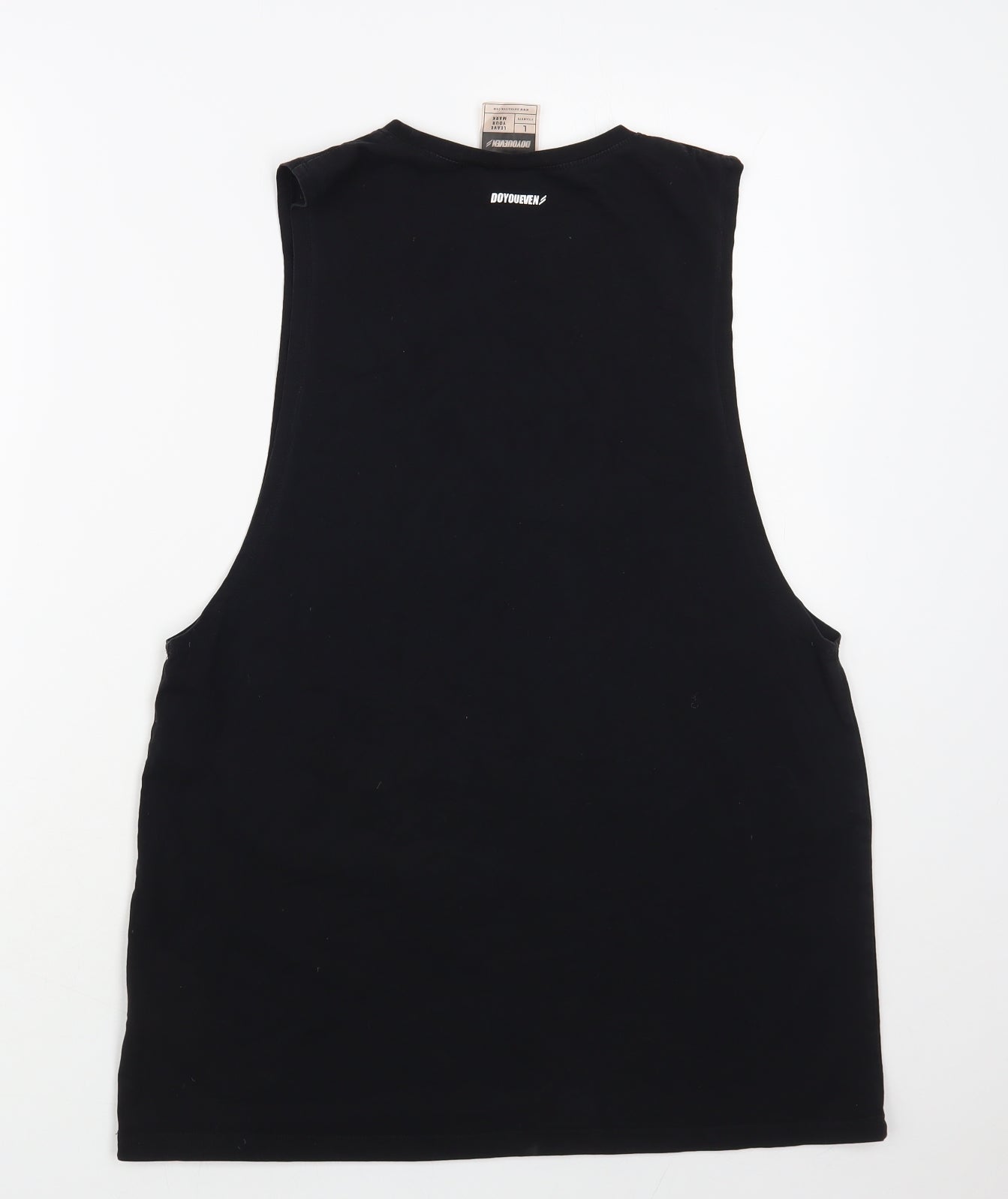 Doyoueven Mens Black Cotton T-Shirt Size L Crew Neck