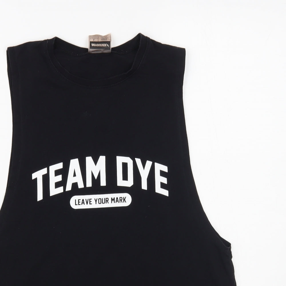 Doyoueven Mens Black Cotton T-Shirt Size L Crew Neck