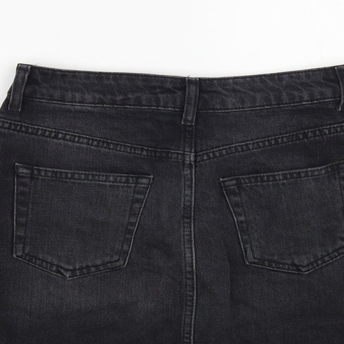Topshop Womens Black Cotton Mini Skirt Size 8 Button