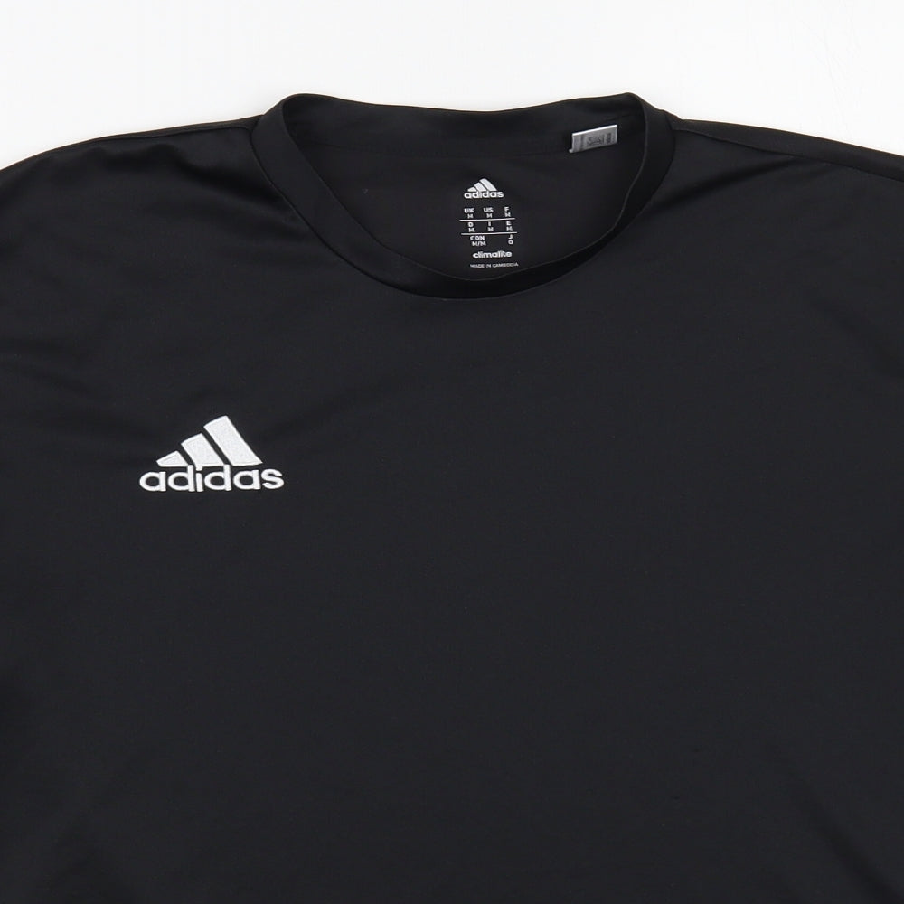 adidas Mens Black Polyester T-Shirt Size M Crew Neck