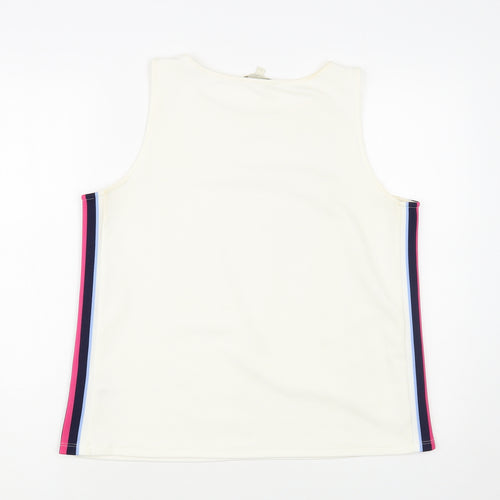 TOM TAILOR Womens Ivory Polyester Basic Tank Size L Boat Neck - Side Stripe