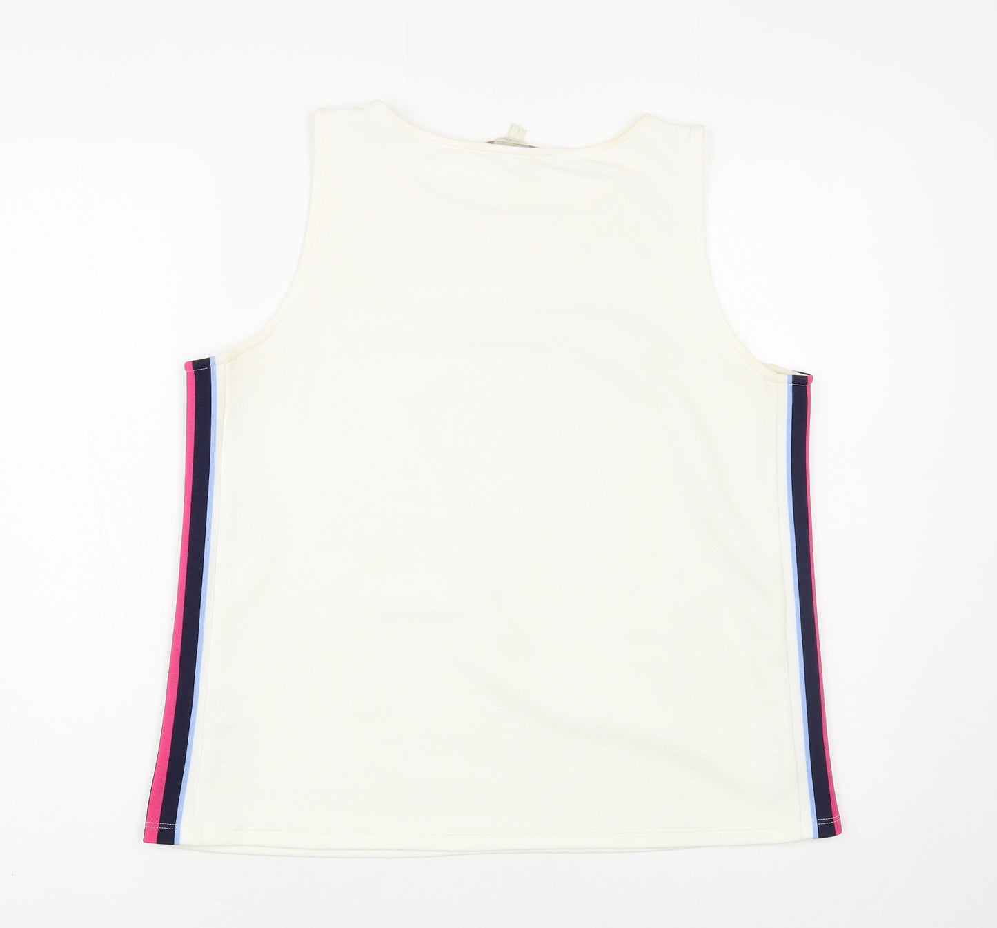TOM TAILOR Womens Ivory Polyester Basic Tank Size L Boat Neck - Side Stripe