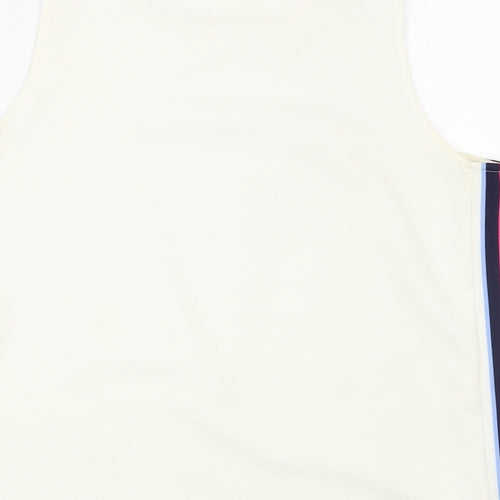 TOM TAILOR Womens Ivory Polyester Basic Tank Size L Boat Neck - Side Stripe