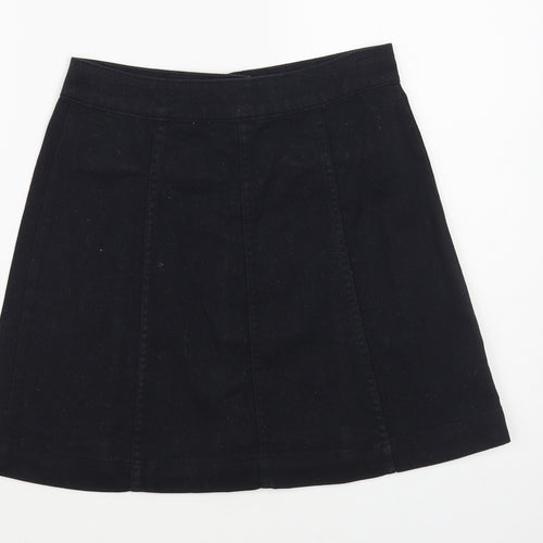 H&M Womens Black Cotton Mini Skirt Size 6 Button