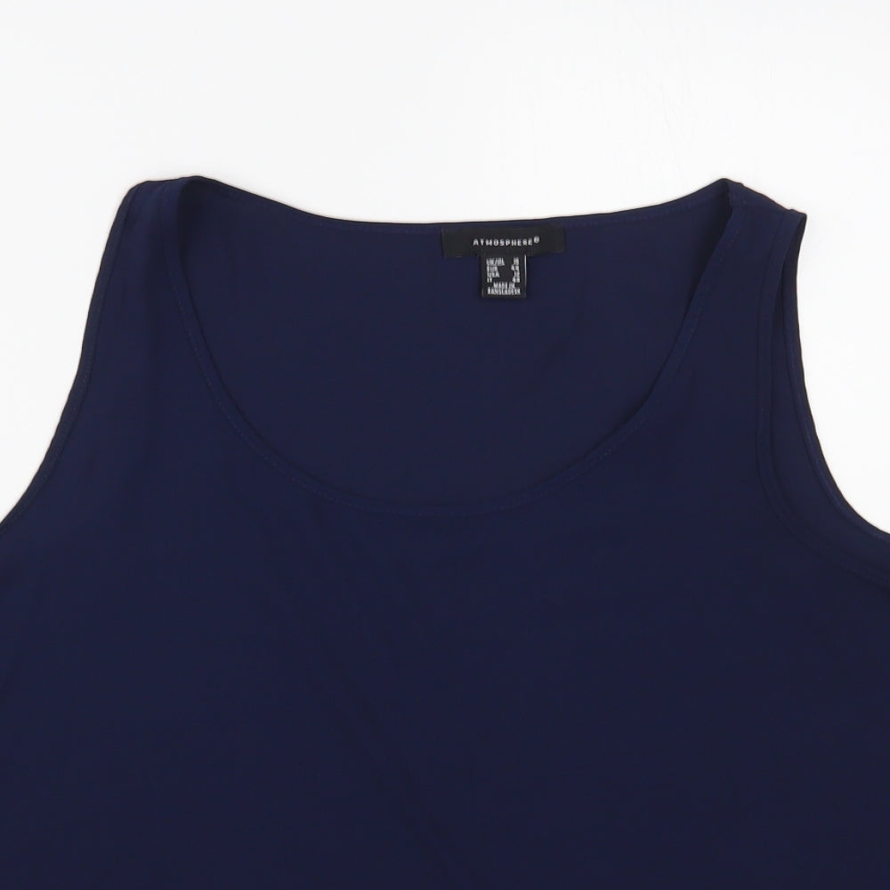 Atmosphere Womens Blue Polyester Basic Blouse Size 16 Boat Neck