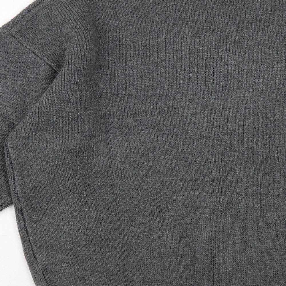 Premier Man Mens Grey Round Neck Geometric Acrylic Full Zip Jumper Size L