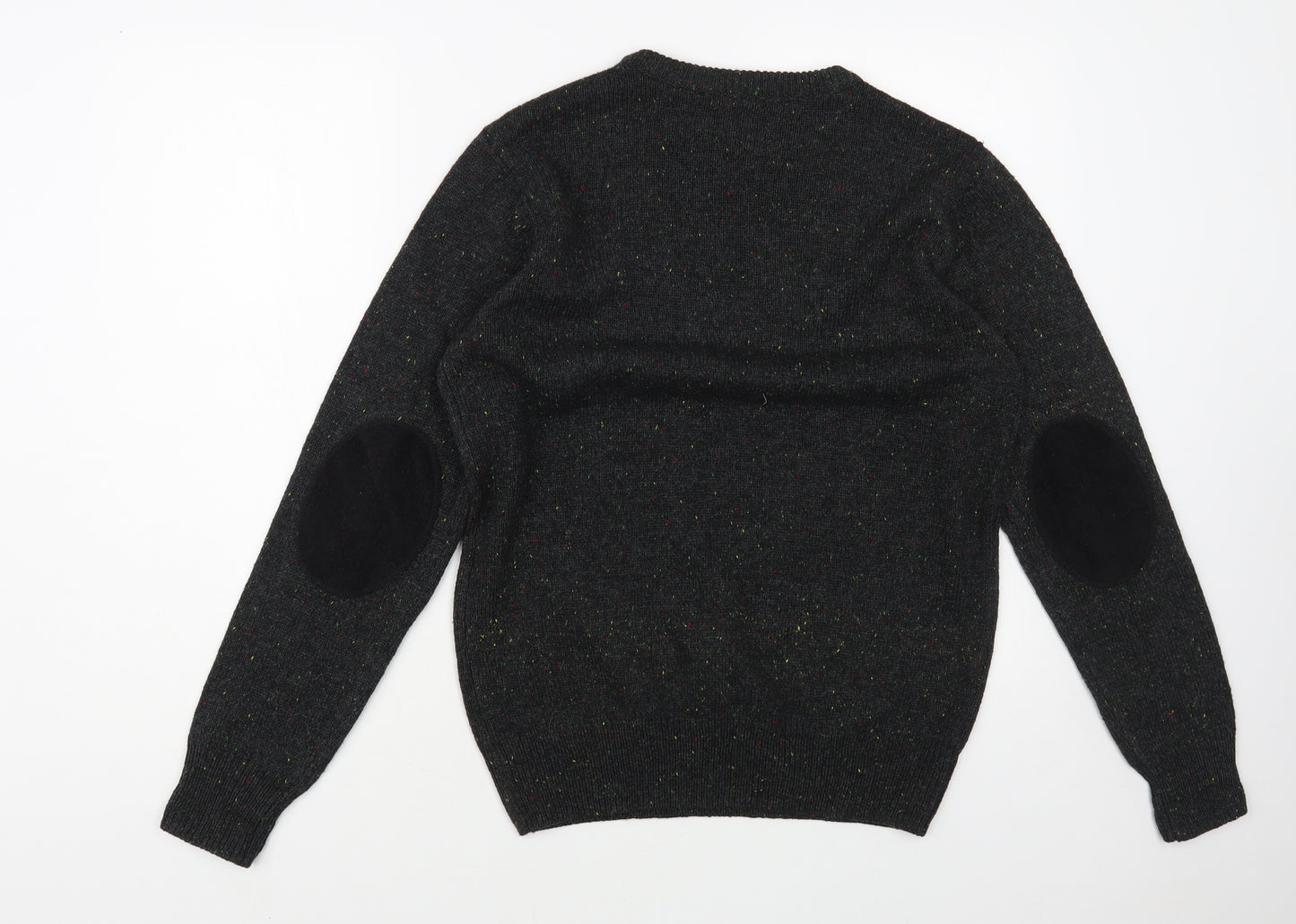 Cedar Wood State Mens Grey Crew Neck Acrylic Pullover Jumper Size M
