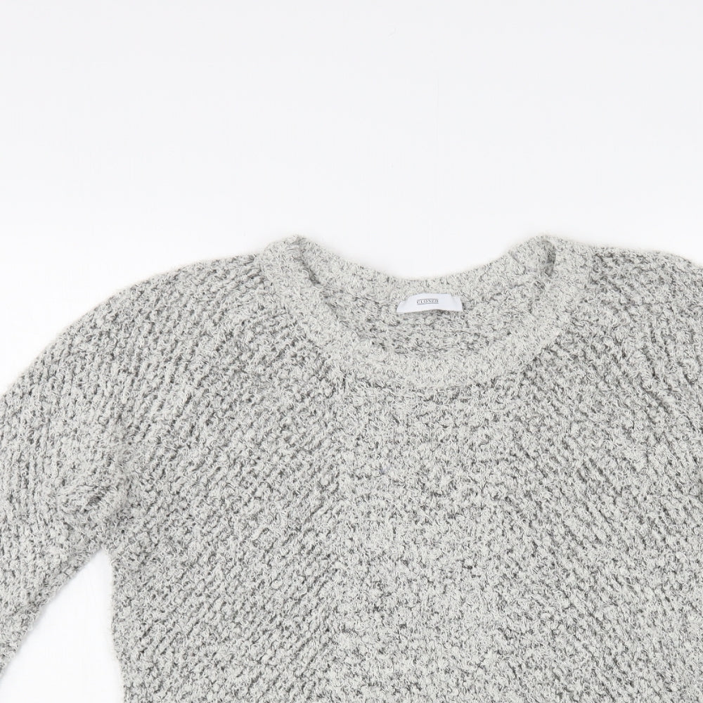 Closed Womens Grey Boat Neck Cotton Pullover Jumper Size L