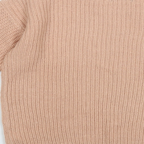 Boohoo Womens Pink Boat Neck Acrylic Pullover Jumper Size M