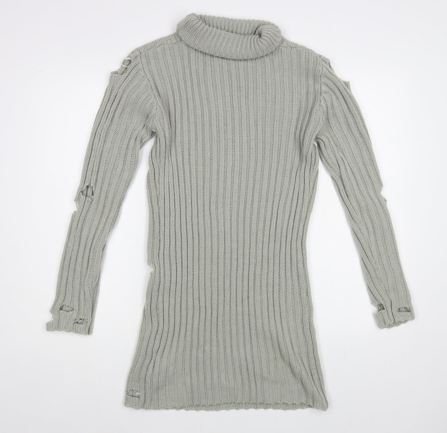 In the Style Womens Grey Roll Neck Acrylic Tunic Jumper Size S