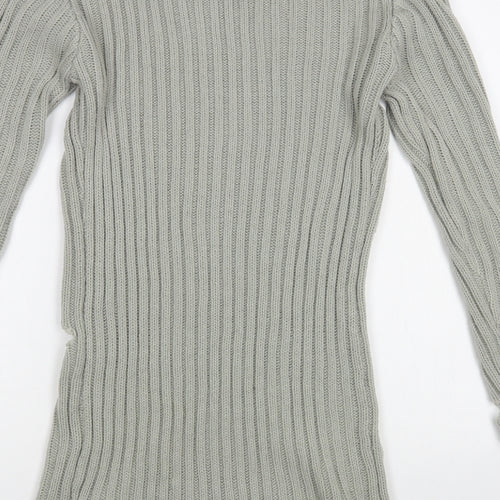 In the Style Womens Grey Roll Neck Acrylic Tunic Jumper Size S