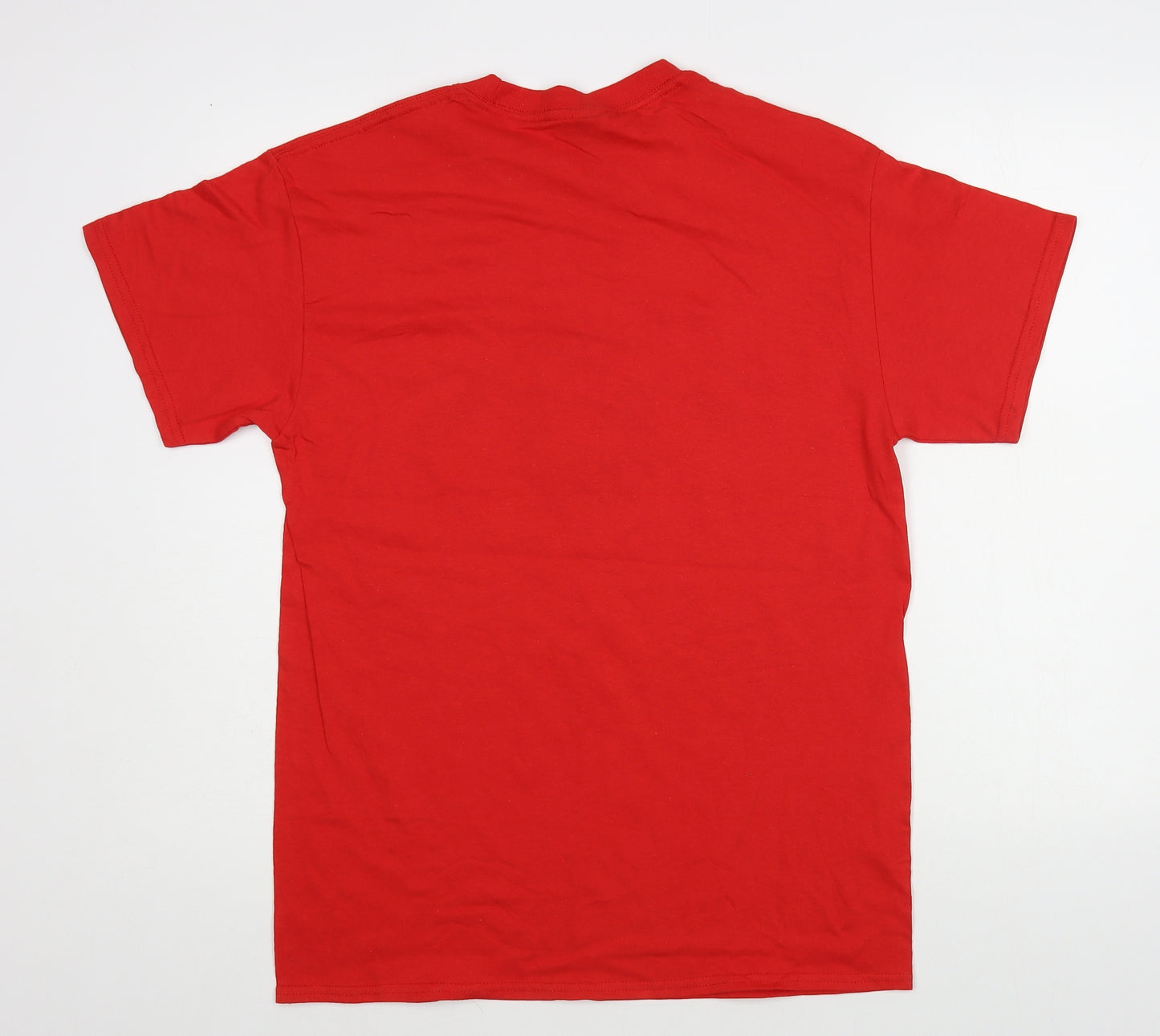 Gildan Mens Red Cotton T-Shirt Size M Crew Neck - Power Lifting