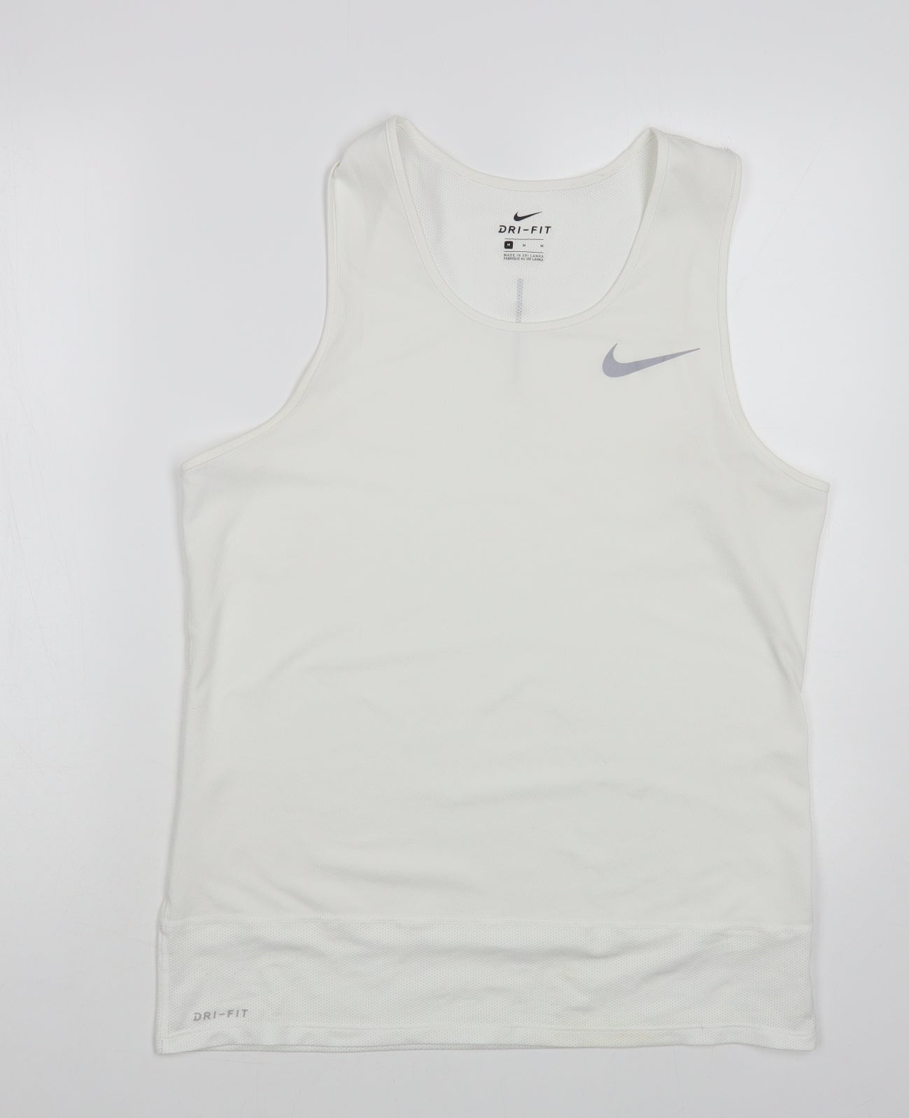 Nike Mens White Polyester Basic Tank Size M Scoop Neck Pullover