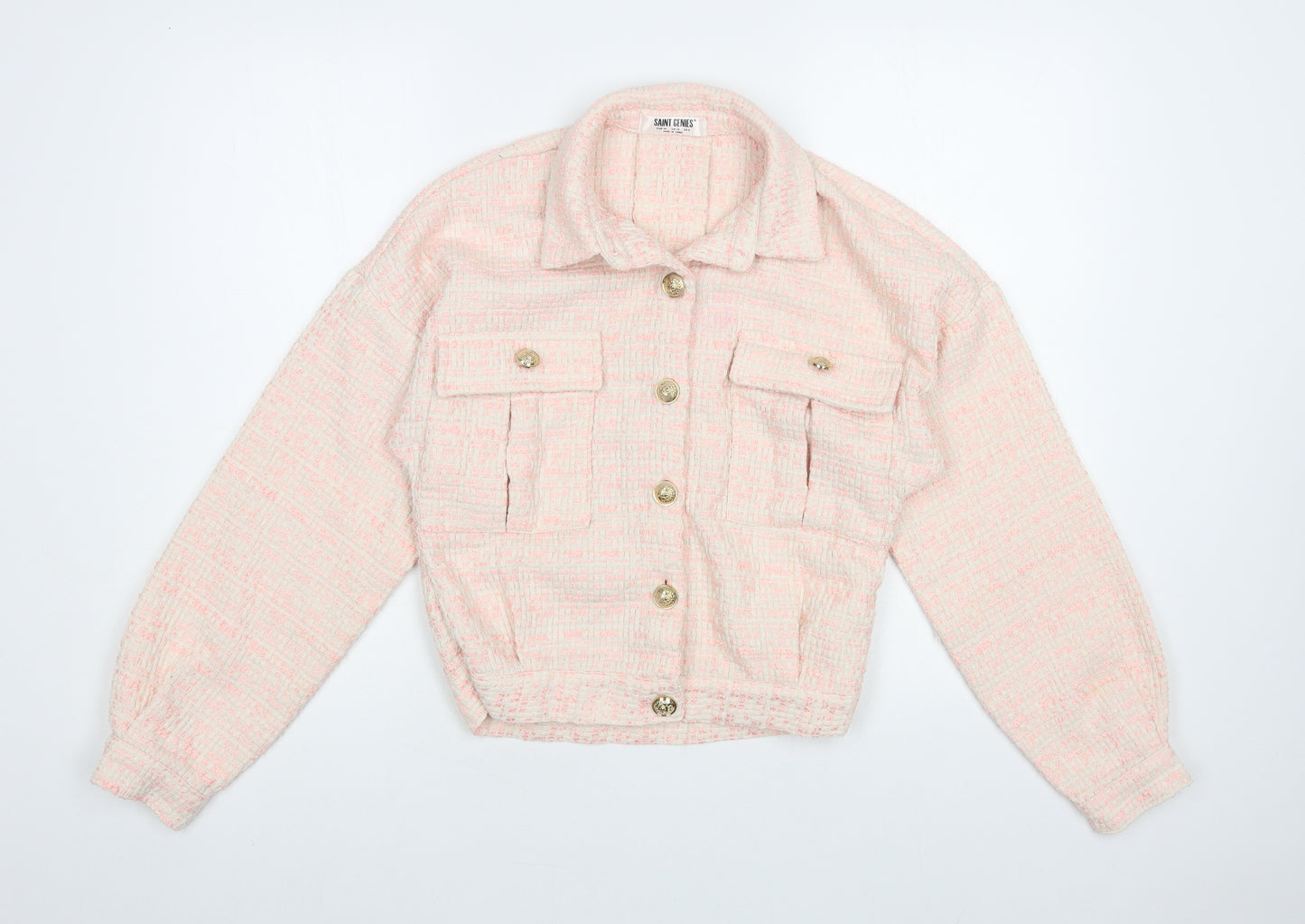 Saint Genies Womens Pink Bomber Jacket Jacket Size 10 Button