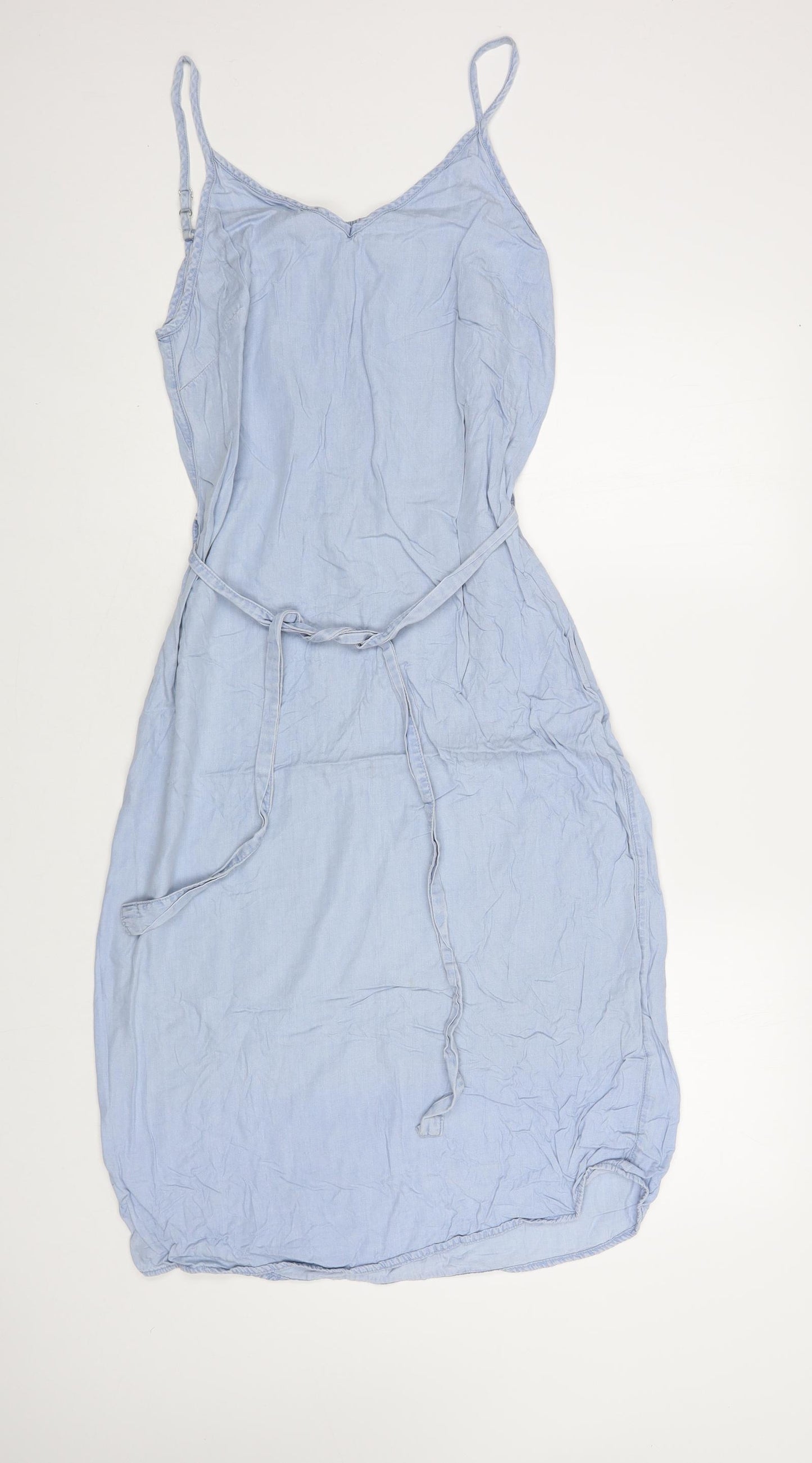 Peacocks Womens Blue Lyocell Slip Dress Size 10 V-Neck Pullover