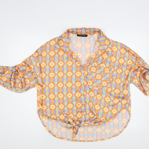 Miss One Womens Multicoloured Geometric Polyester Basic Blouse Size M Collared
