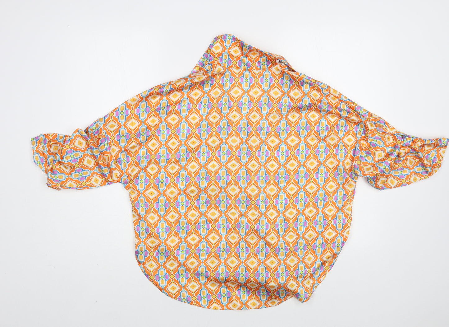 Miss One Womens Multicoloured Geometric Polyester Basic Blouse Size M Collared