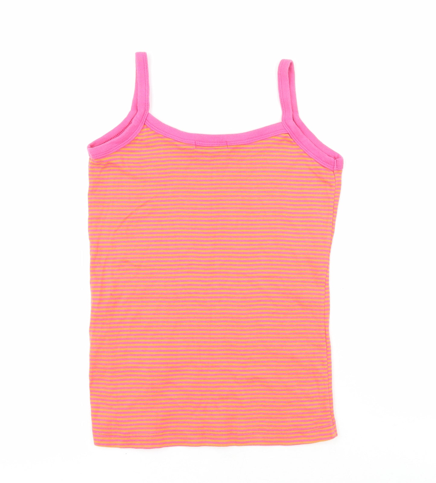 George Womens Pink Striped 100% Cotton Basic Tank Size 8 Round Neck