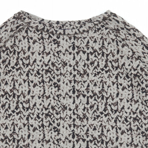 Marks and Spencer Womens Brown Herringbone Polyester Size 14 Round Neck