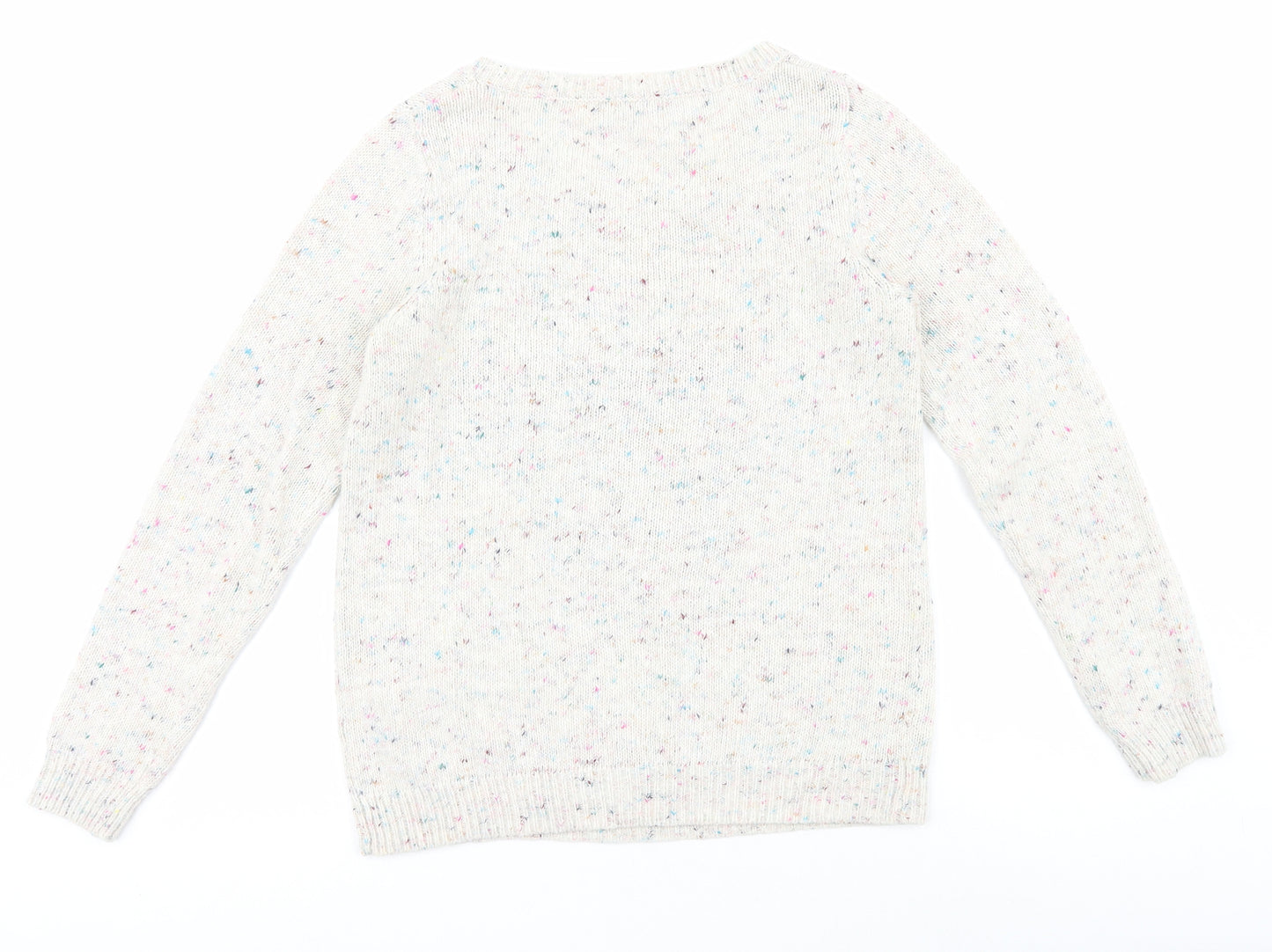 F&F Womens Ivory Round Neck Acrylic Pullover Jumper Size 14