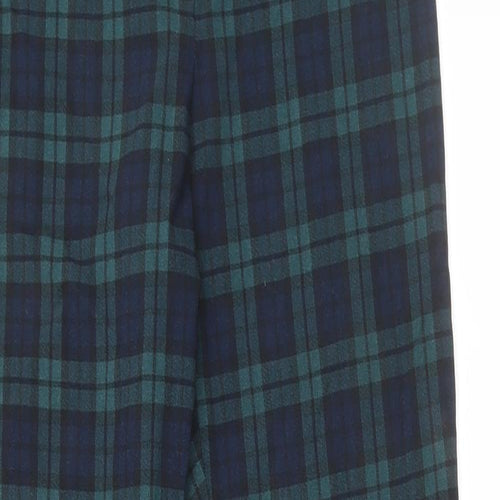 Primark Womens Green Plaid Elastane Trousers Size 10 L26.5 in Regular