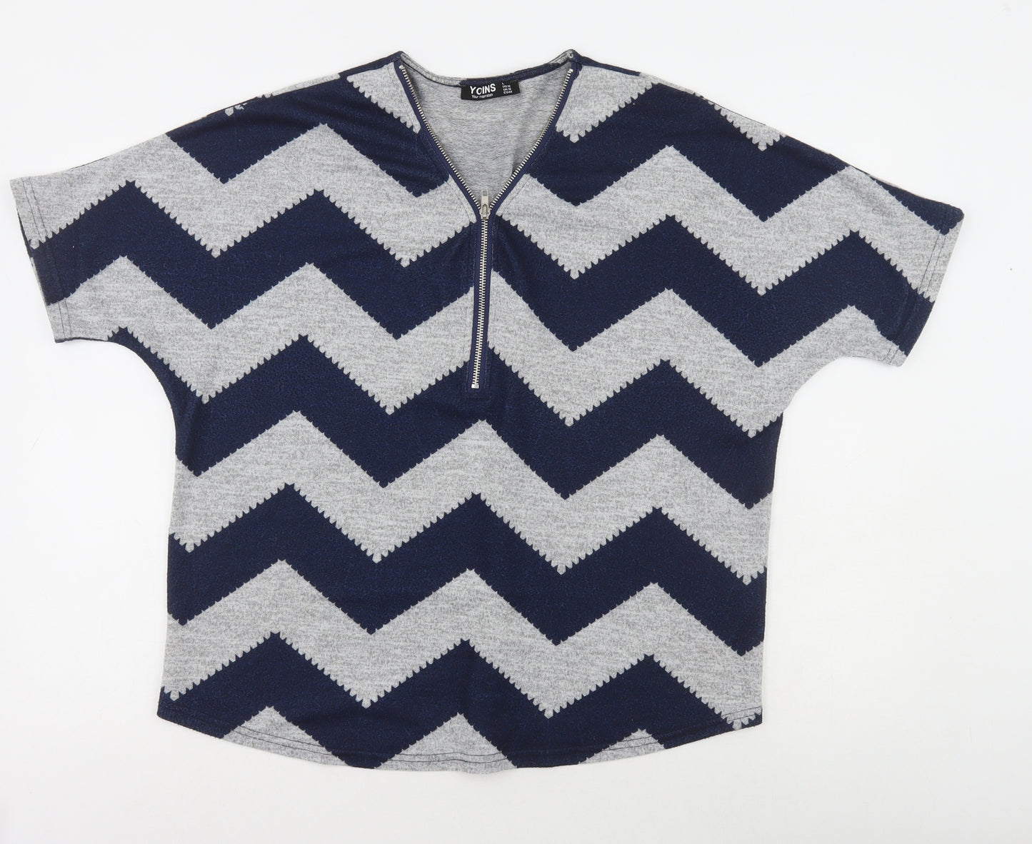 Yonis Womens Blue Striped Polyester Size 16 V-Neck