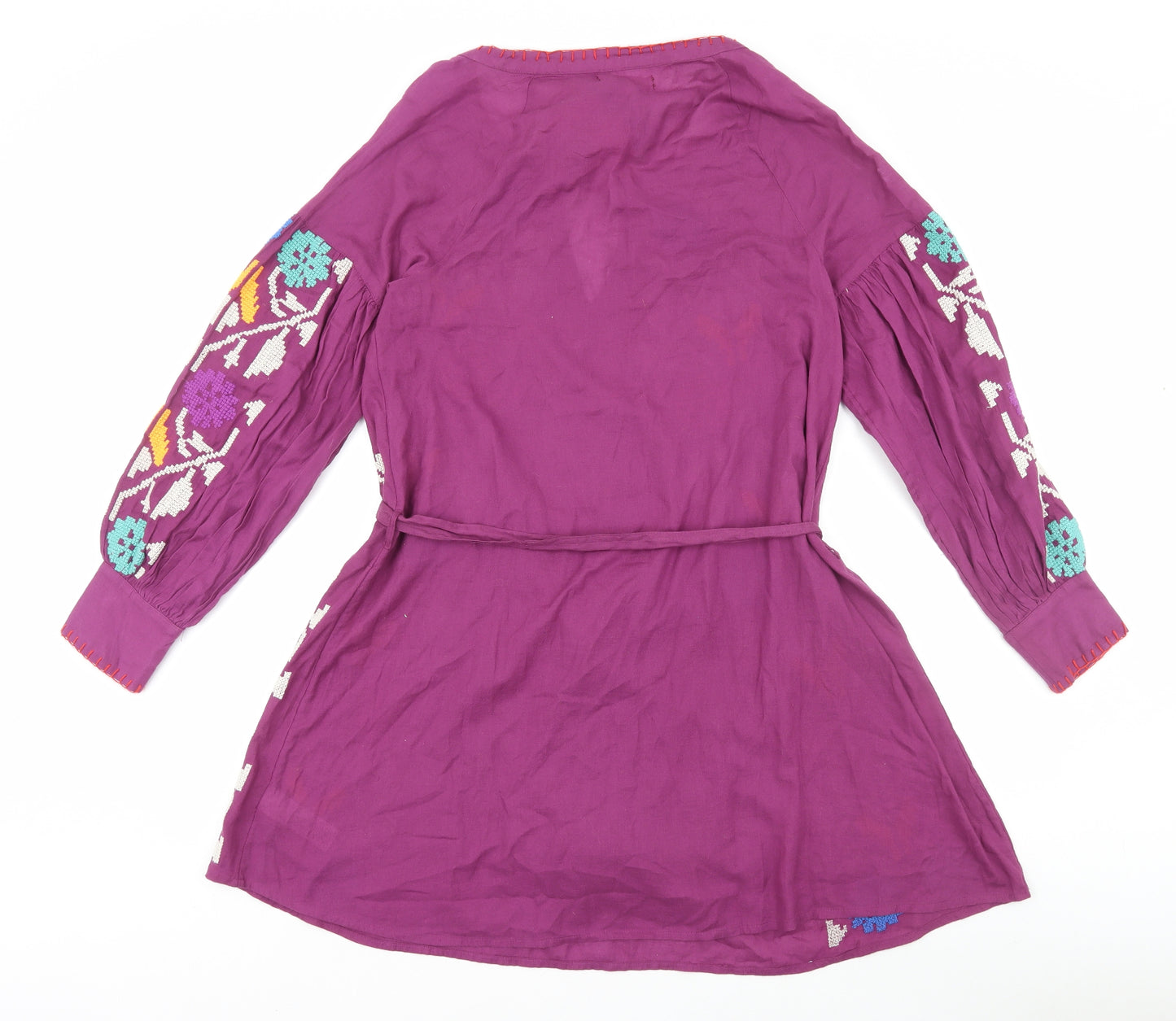 Next Beachwear Womens Purple Argyle/Diamond Cotton Kaftan Size 8 V-Neck