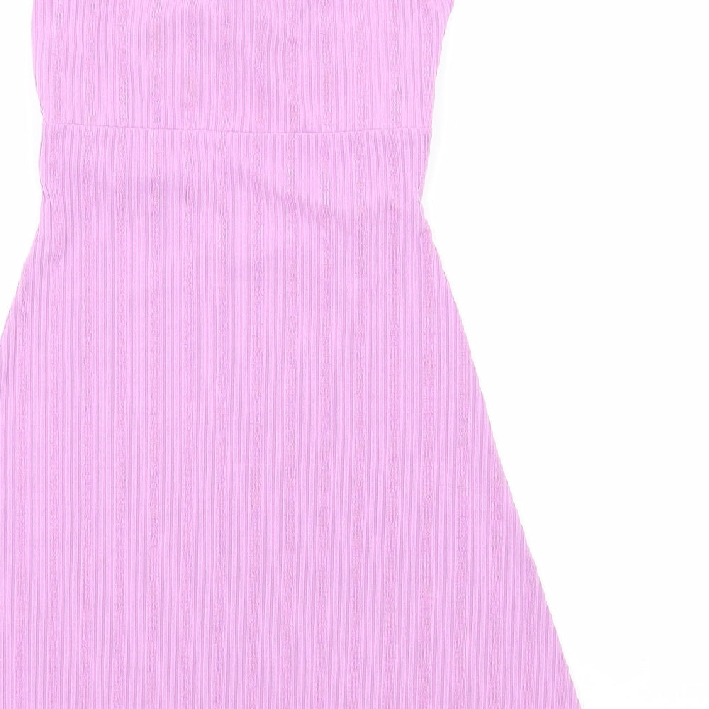Topshop Womens Purple Polyester A-Line Size S Halter