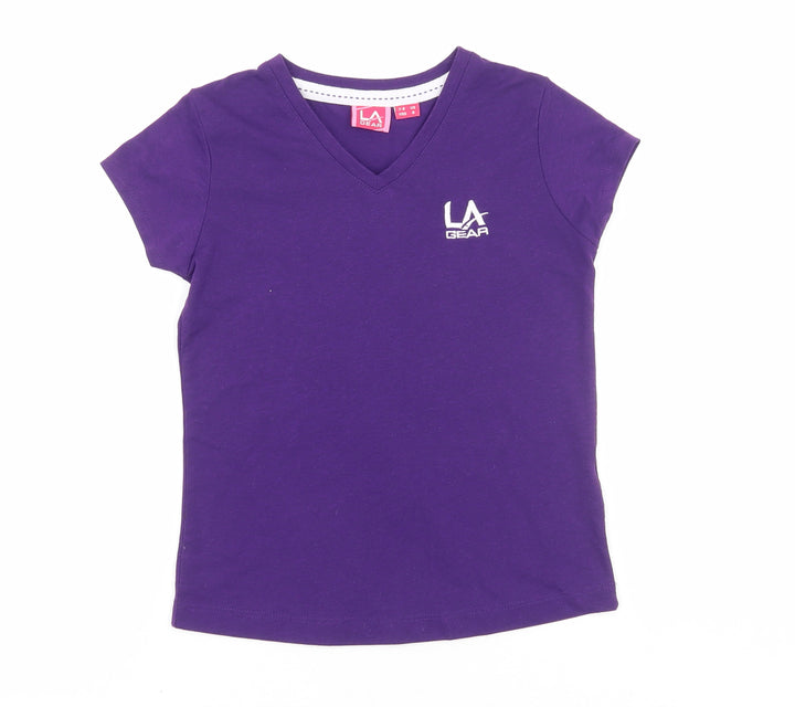 LA Gear Girls Purple Polyester Basic Casual Size 7-8 Years V-Neck