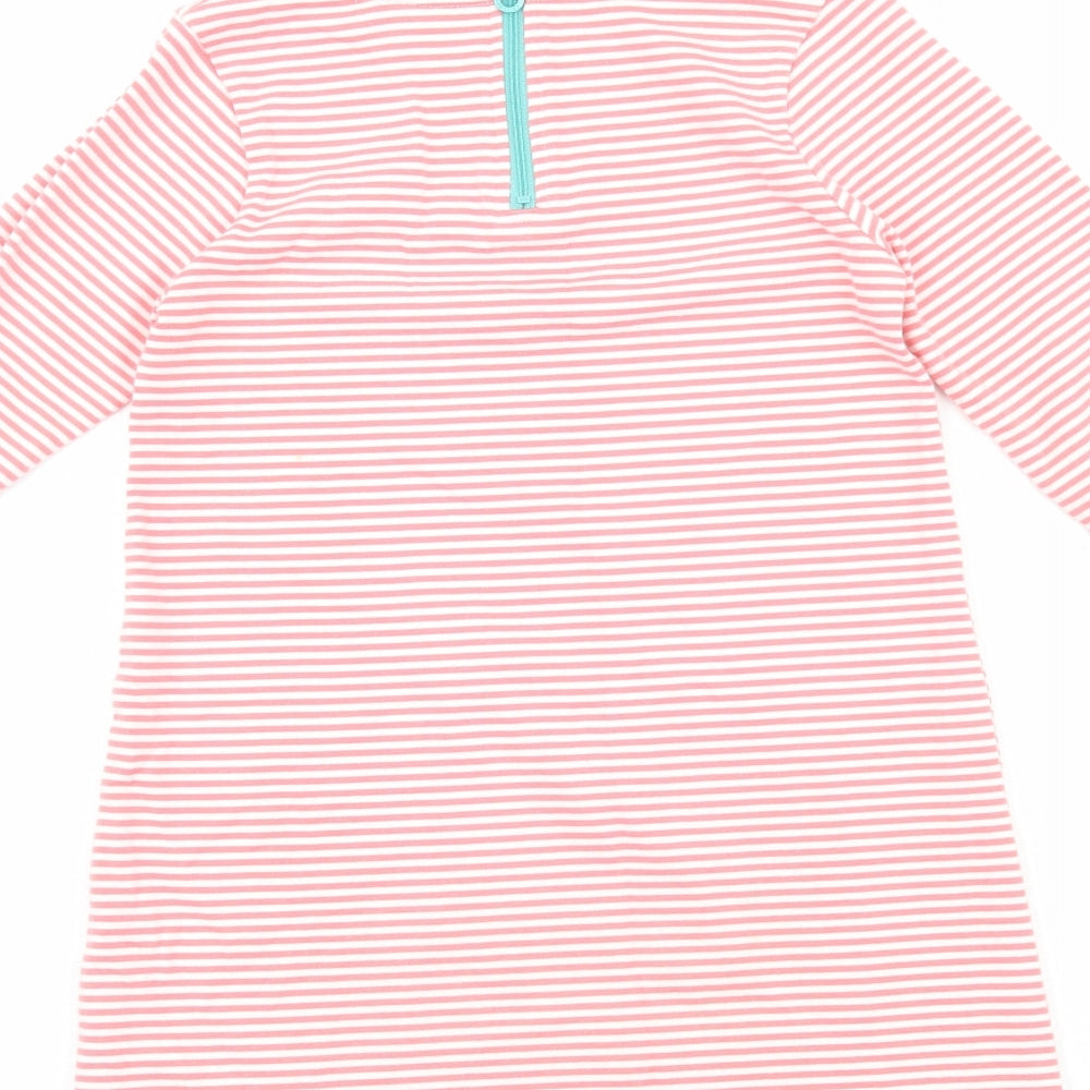 Joules Girls Pink Striped Cotton A-Line Size 7-8 Years Round Neck - Horse