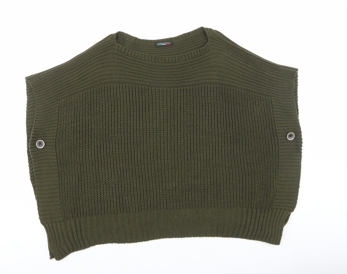 Made in Italy Womens Green Boat Neck Acrylic Cape Jumper Size L