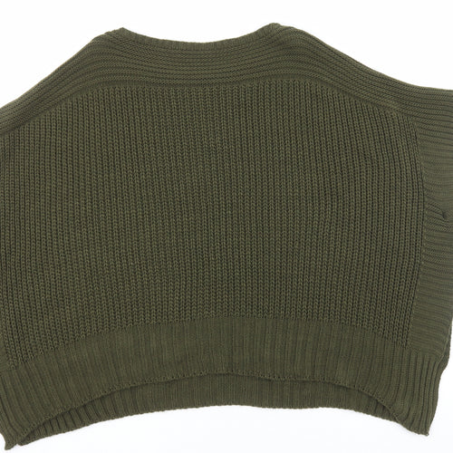 Made in Italy Womens Green Boat Neck Acrylic Cape Jumper Size L