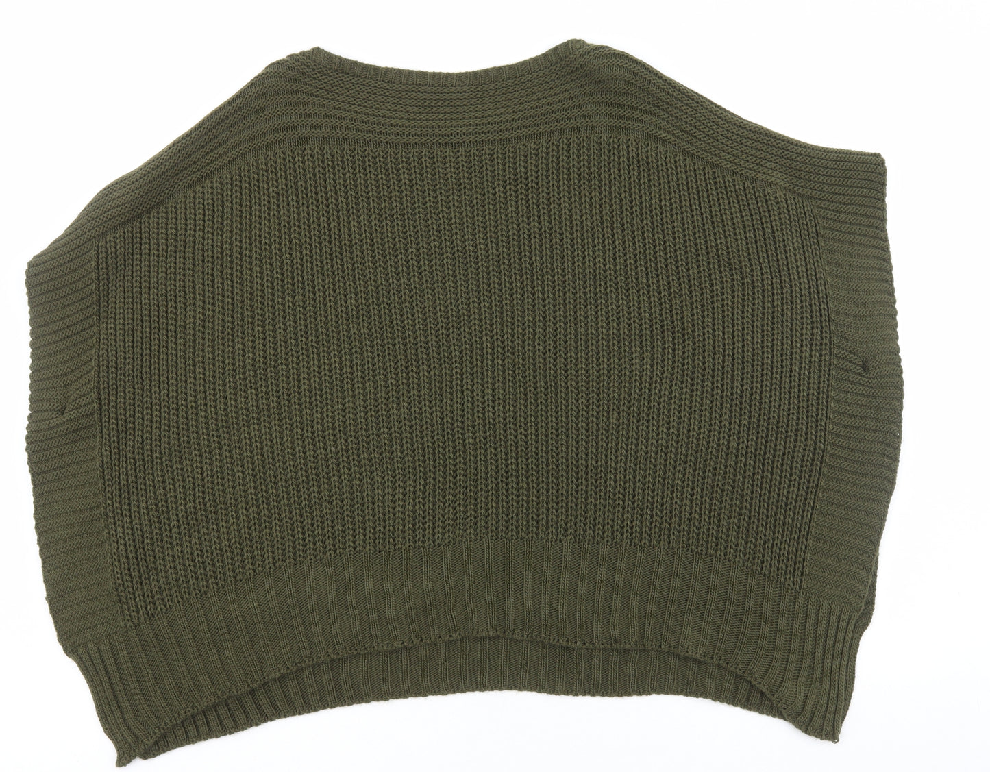Made in Italy Womens Green Boat Neck Acrylic Cape Jumper Size L