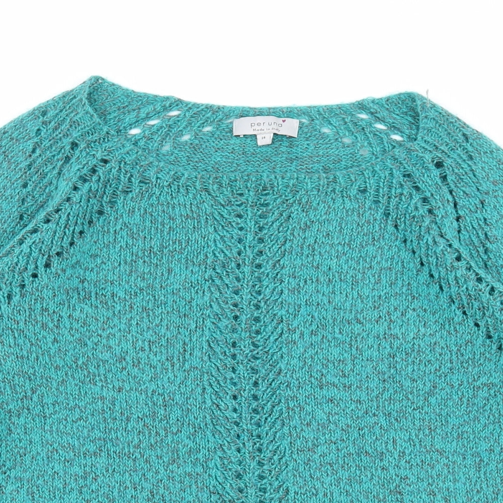 Marks and Spencer Womens Blue Round Neck Polyamide Pullover Jumper Size 14