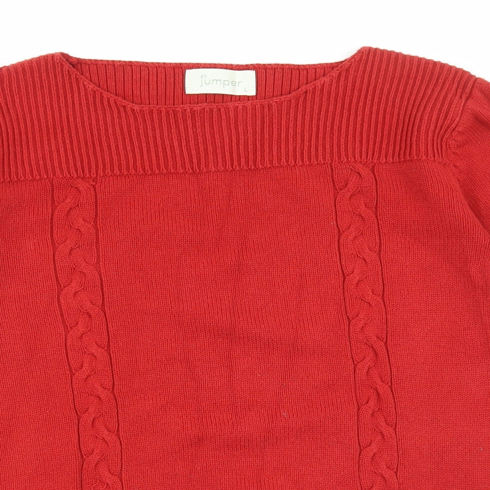 Jumper Womens Red Round Neck Cotton Pullover Jumper Size L