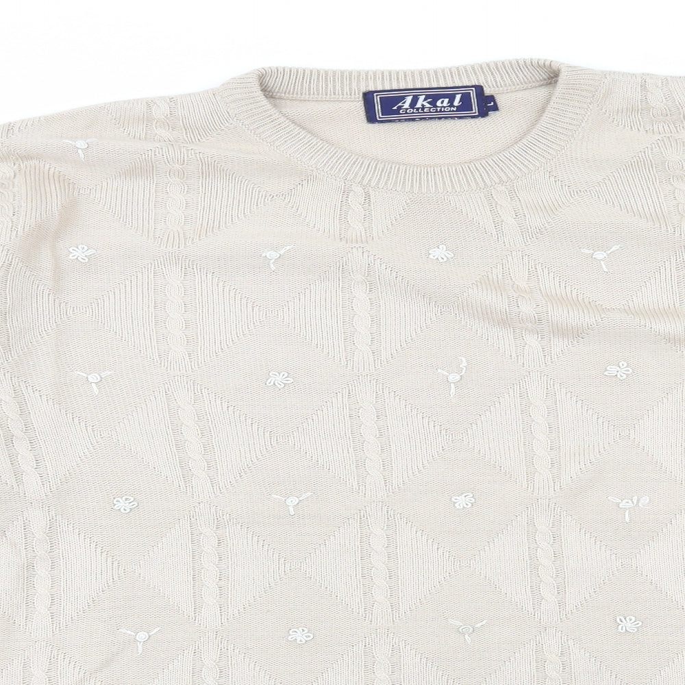 Akal Collection Womens Ivory Round Neck Acrylic Pullover Jumper Size L