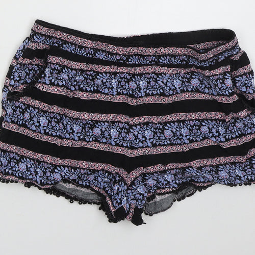 Atmosphere Womens Black Floral Viscose Mom Shorts Size 8 Regular