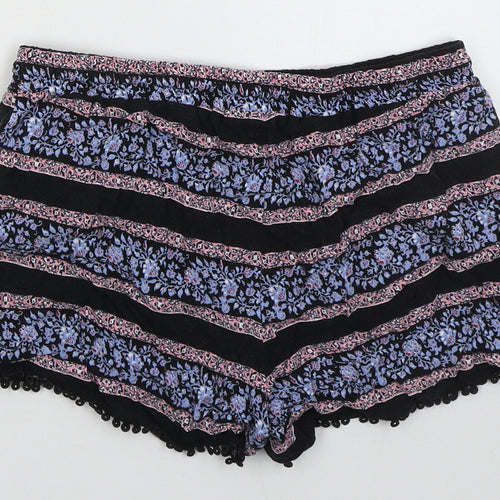 Atmosphere Womens Black Floral Viscose Mom Shorts Size 8 Regular