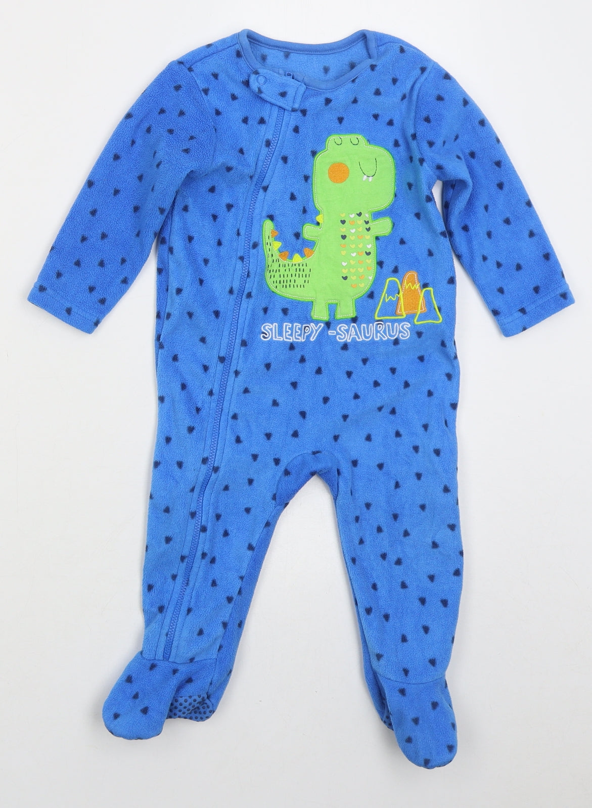 Dunnes Boys Blue Geometric Polyester Cami One Piece Size 9-12 Months Zip - Sleepy-Saurus