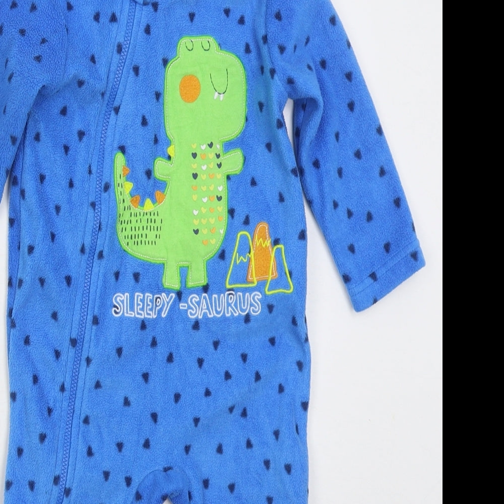Dunnes Boys Blue Geometric Polyester Cami One Piece Size 9-12 Months Zip - Sleepy-Saurus